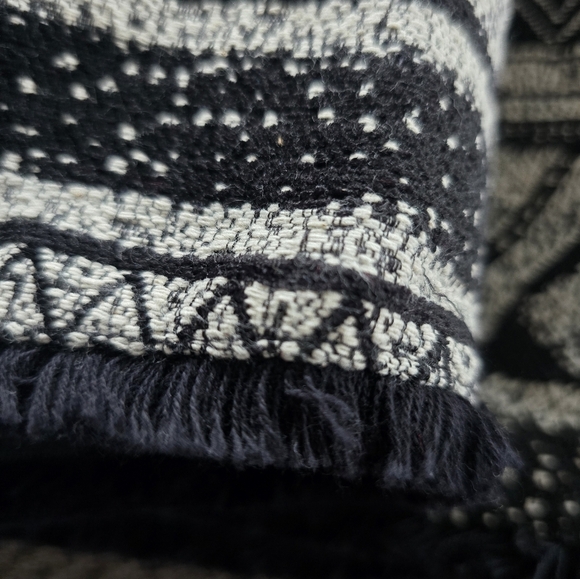 H&M Wrap Skirt Women Sz 8 Black White Paisley Fringe Short Tweed New - Picture 15 of 16